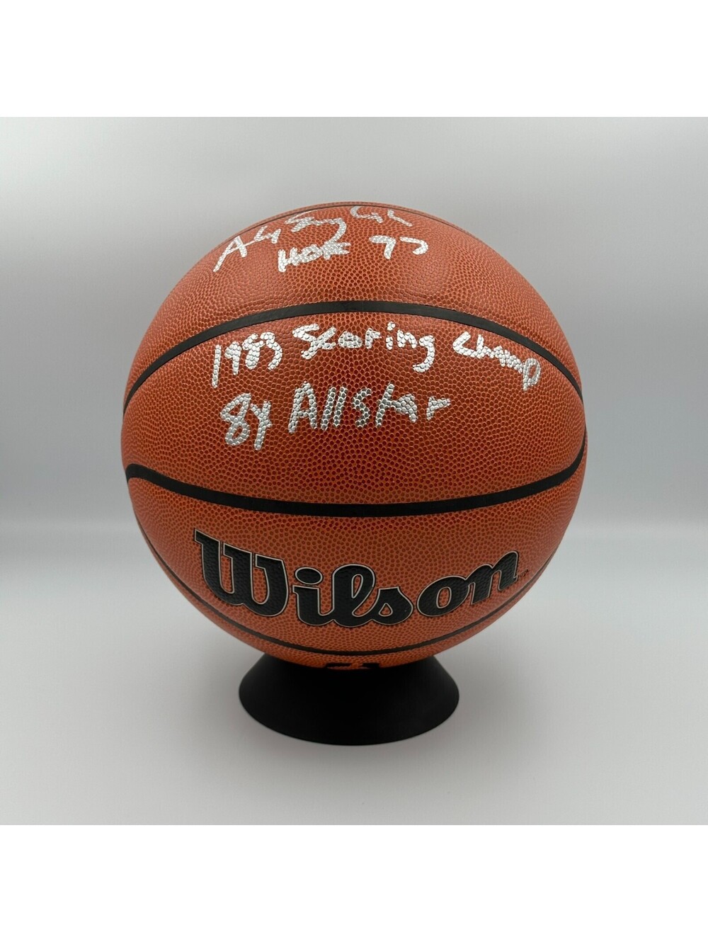 Alex English Signed Wilson Basketball with Career Stat Inscriptions (Schwartz)